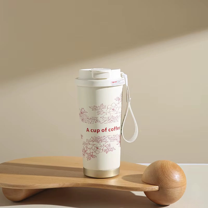 Stainless Steel Lily of Valley Thermal Tumbler with Straw Water