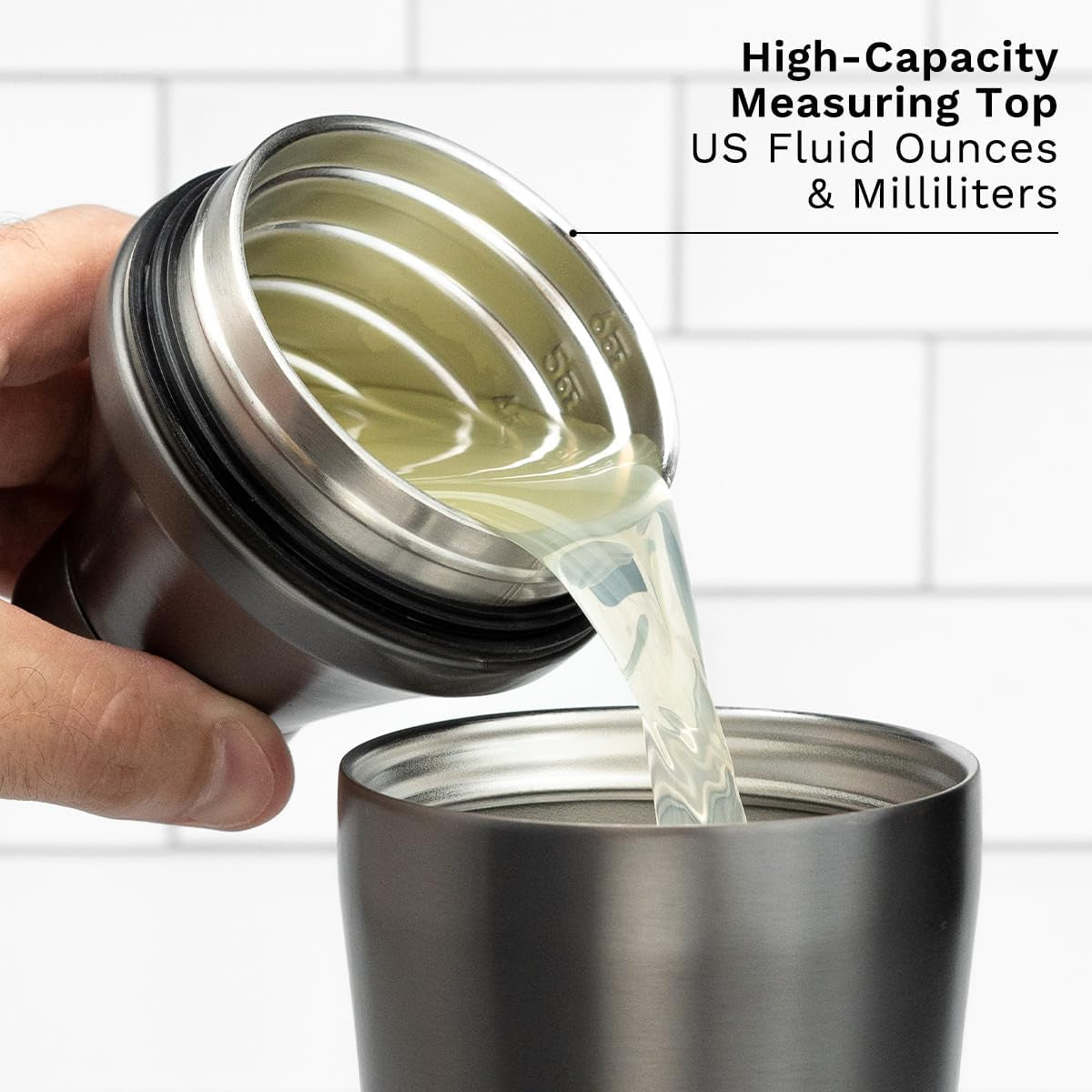 28 oz. Stainless Steel Hybrid Cocktail Shaker - Premium Vacuum Insulated Gunmetal - Innovative Measuring System