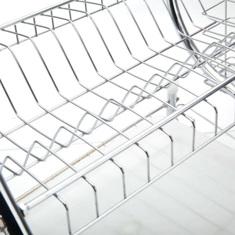 2-Tier Stainless Steel Standing Drying Dish Rack with S Shape Design, Kitchen Cutlery Holder Shelf