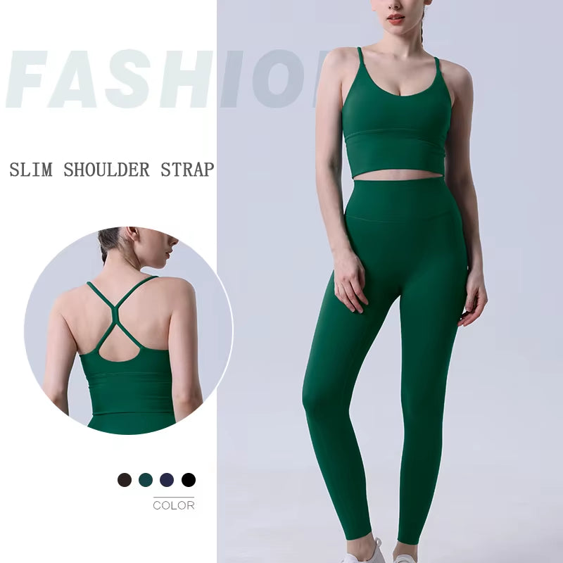 2 Piece Yoga Clothes Women'S Tracksuit Athletic Wear Pilates Fitness Suit Gym Workout Push up Clothes Sports Bra Leggings Suit
