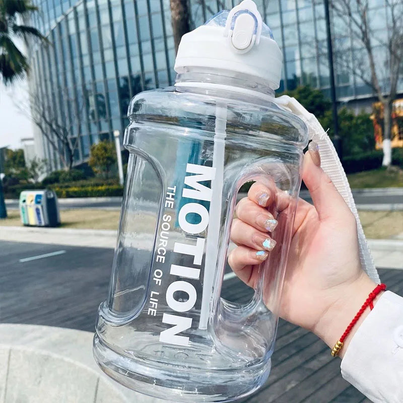 1.5L 2.5L Plastic Sport Water Bottles Large Capacity Leakproof Water Kettle Gym Shaker Outdoor Gallon Bottle with Time Marker