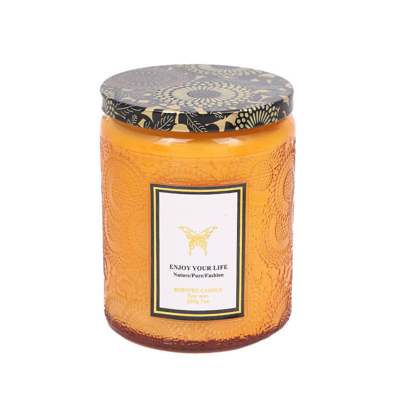 "Enjoy Your Life" Vibrant Scented Candles in Decorative Glass Jars