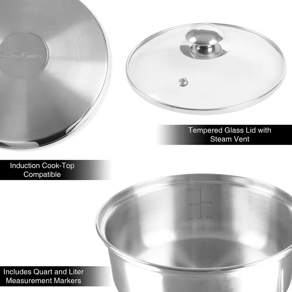1.5 Qt. Stainless Steel Double Boiler Saucepan with Lid