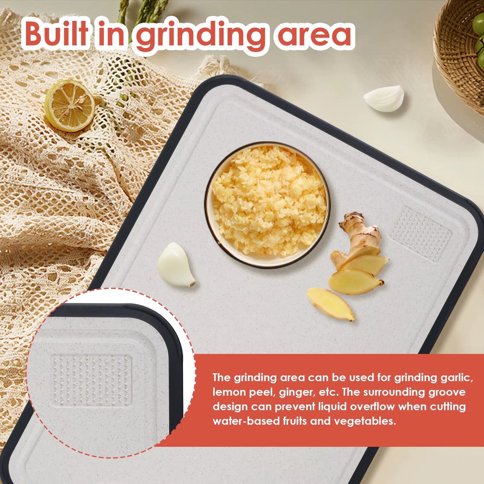 Double Sided Cutting Board Kitchen Chopping Board Sturdy Stainless Steel and PP Cutting Board for Cutting Meat and Vegetables
