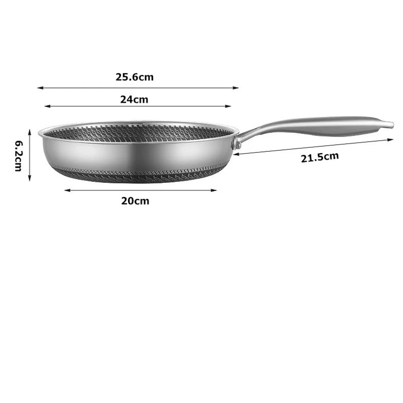 Stainless Steel Frying Pan Nonstick Honeycomb with Lid Induction Ceramic Electric Gas Cooktops Compatible