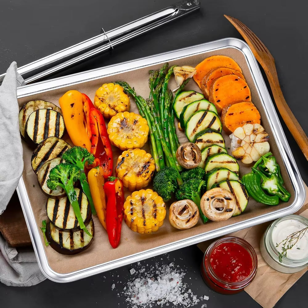 6 Pcs Stainless Steel Baking Sheet, Dishwasher Safe Commercial Grade Pans