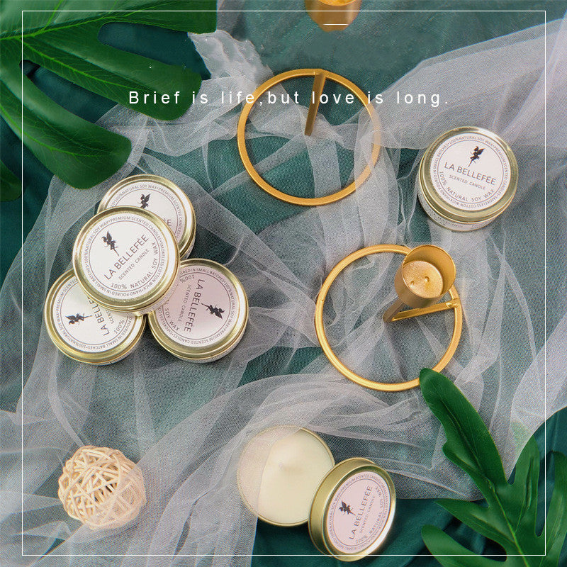 LA BELLE VIE Mini Scented Tin Candles with Gold Holders