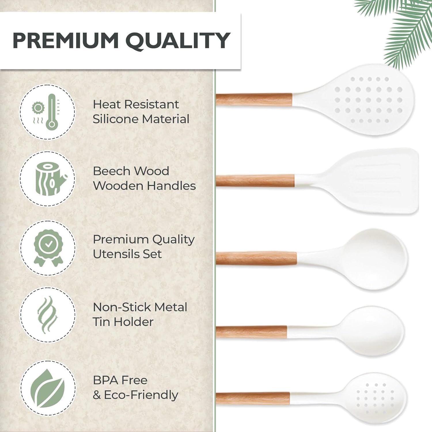 Silicone Cooking Utensils Set White–11Pcs Silicone Spatula Sets for Cooking