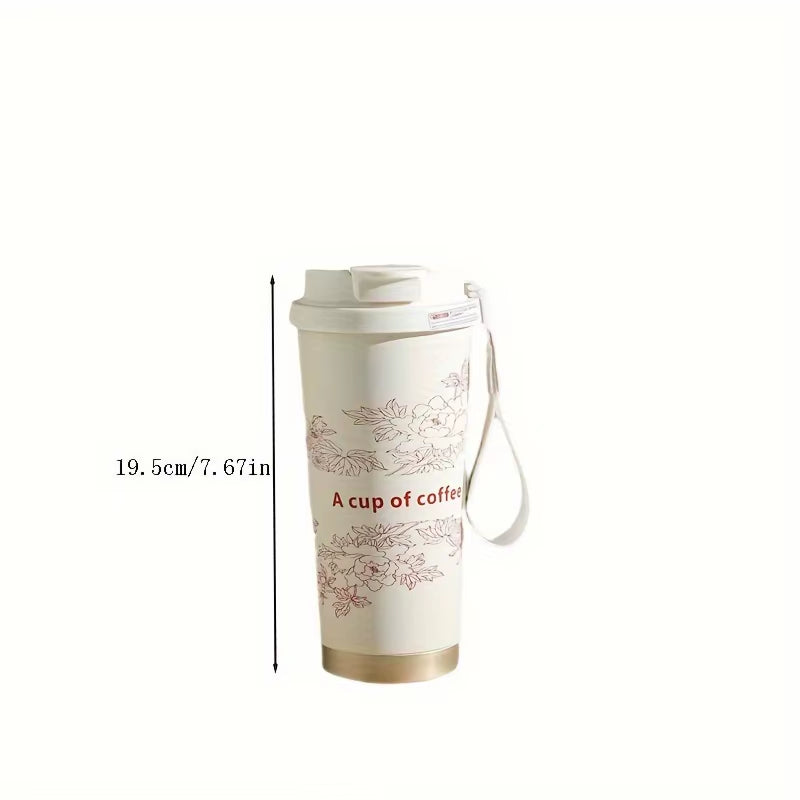 Stainless Steel Lily of Valley Thermal Tumbler with Straw Water