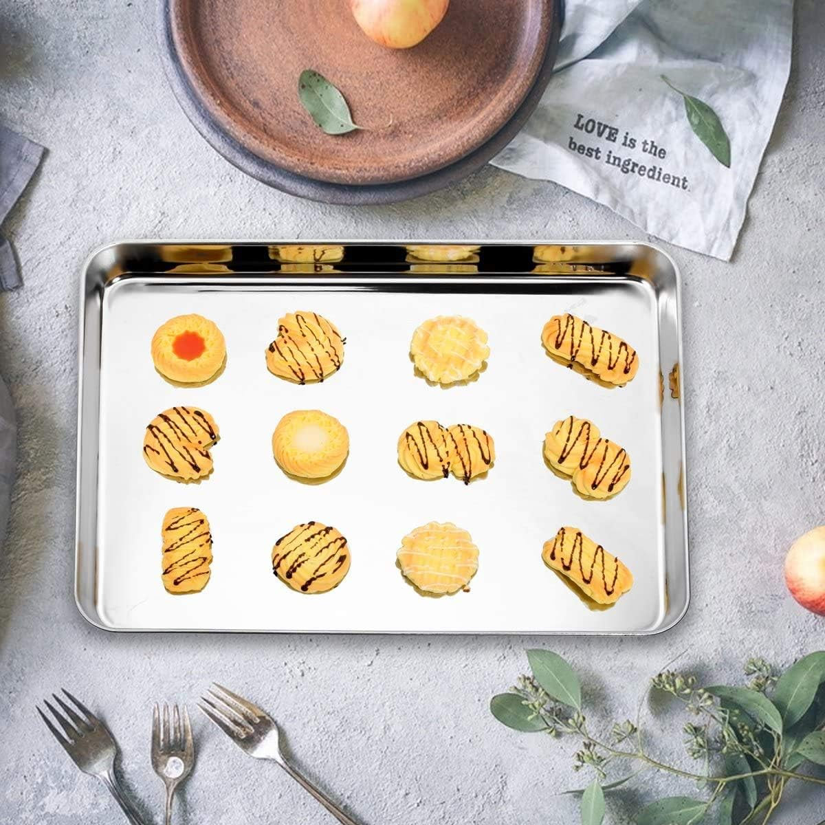 18 Inch Stainless Steel Baking Sheet Set of 2, Healthy & Non-Toxic, Rust Free & Mirror Finish, Easy Clean & Dishwasher Safe