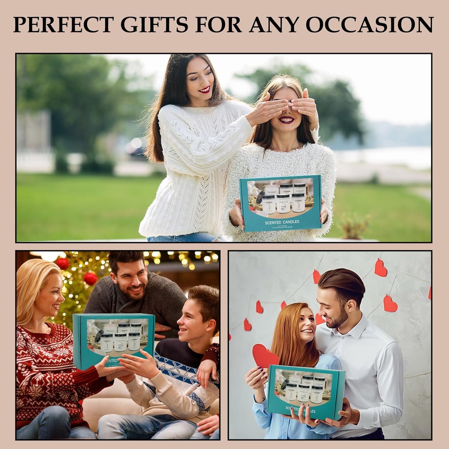 Candles for Home Scented, Lavender Candle Gifts Set, Made with Natural Soy Wax & Essential Oils, 6 Pack 42 Oz Candles