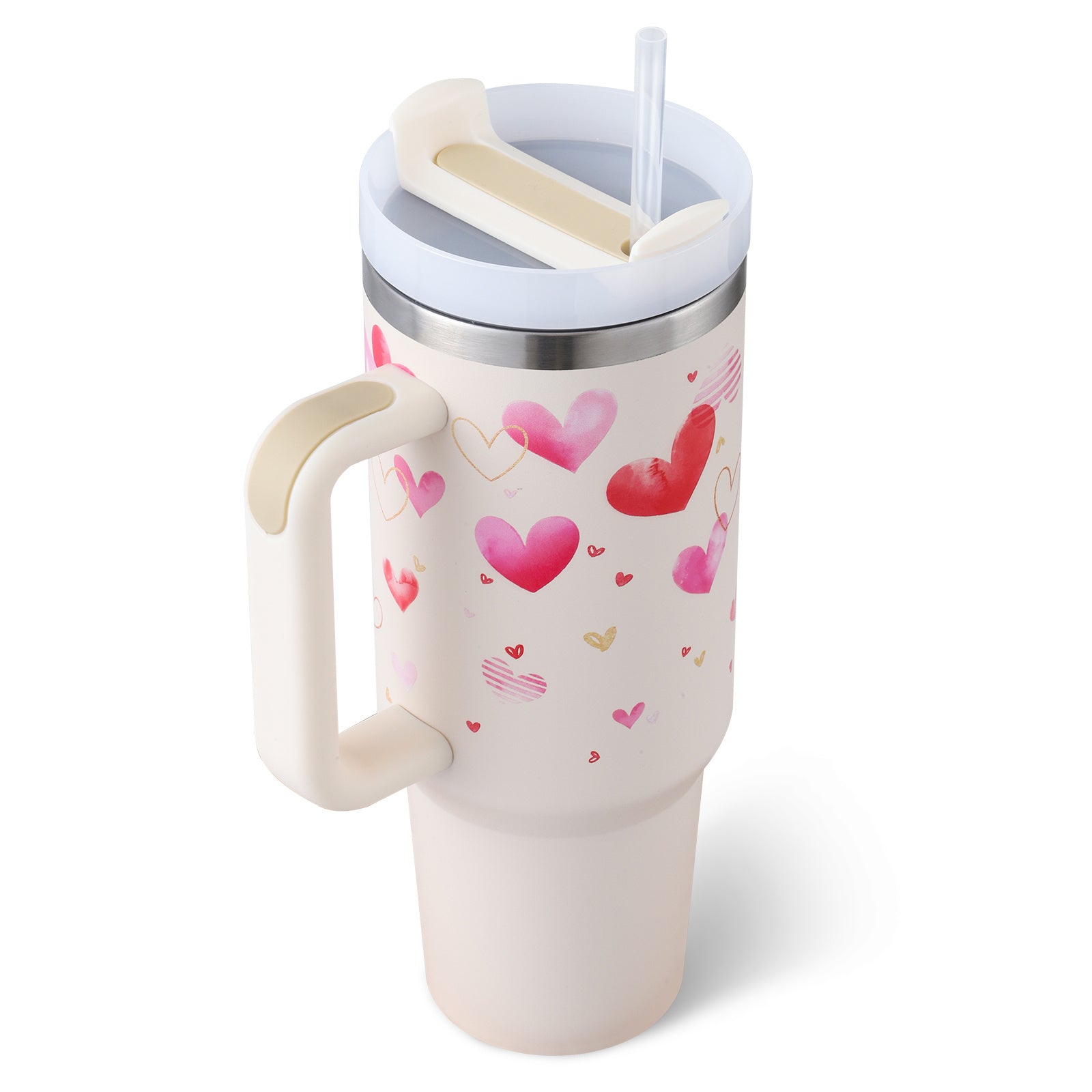 Tumbler With Handle Straw Insulated Stainless Steel