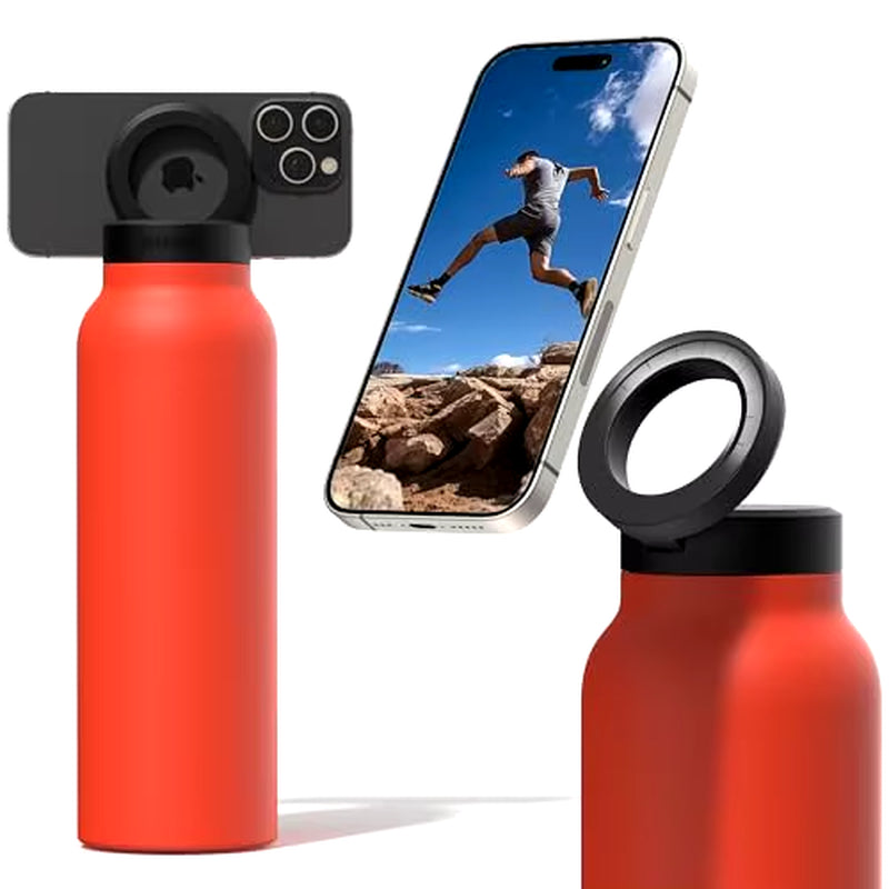 Insulated Stainless Steel Water Bottle with Magnetic Phone Tripod