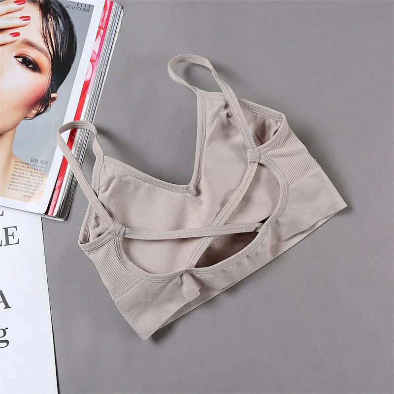 Women Bras Tube Top Seamless Underwear U Back Cropped Top Active Bra Fitness Top Lingerie Women Top Removable Pad