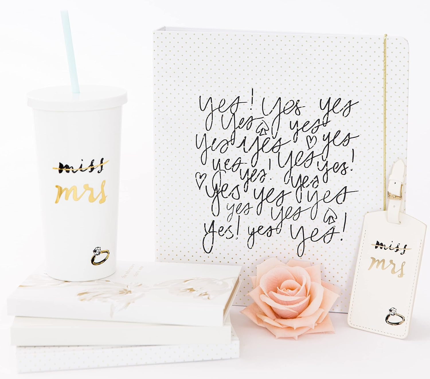 20 Oz Acrylic Bridal Tumbler with Lid and Straw, Slim Double Wall Tumbler, Miss to Mrs. (White)