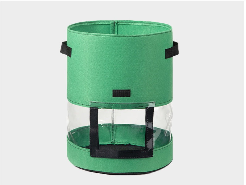 Transparent potato bag in the middle