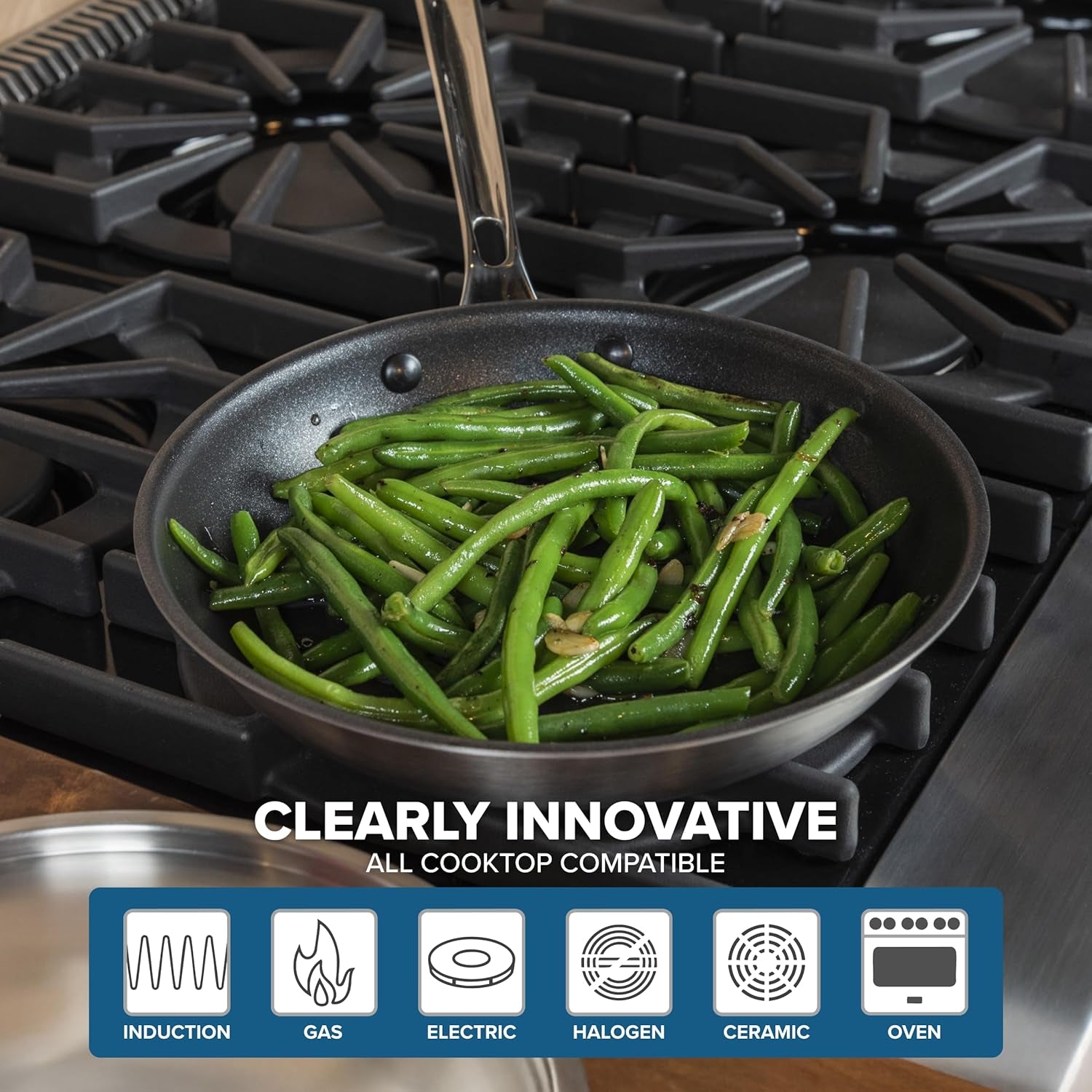 5-Ply Non Stick Frying Pan, 10 Inch Stainless Steel Nonstick Fry Pan, 5 Liters, Satin Finish