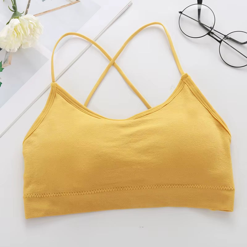 Women Top Cross Strap Sports Bra Thin Push up Sport Bra Yoga Gym Crop Top Brassiere Fitness Tube Top Breathable Beauty Back Bras