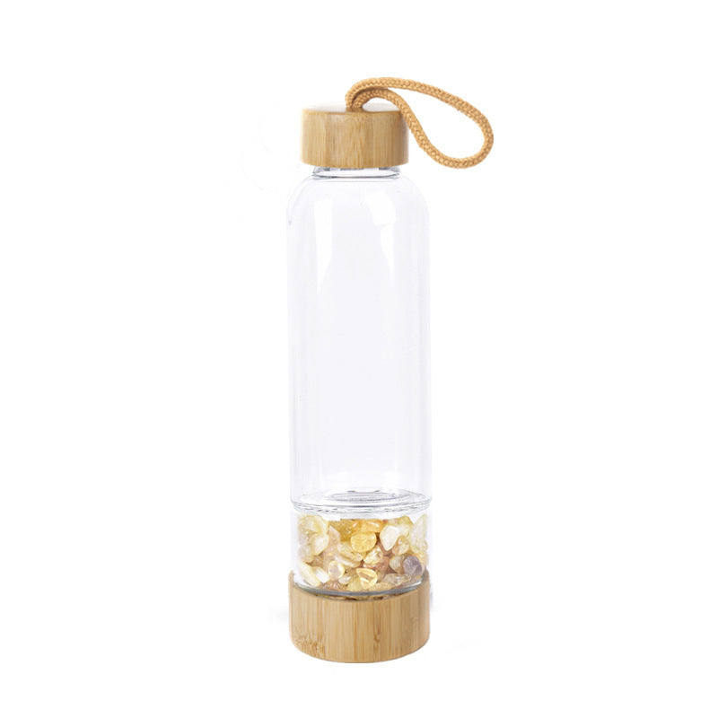 Turquoise Crystal Infused Water Bottle with Bamboo Accents