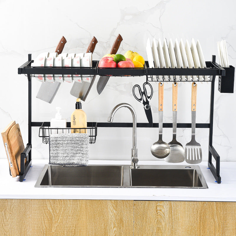 Kitchen Stainless Steel Sink Rack – Drain Basket & Dish Storage Organizer