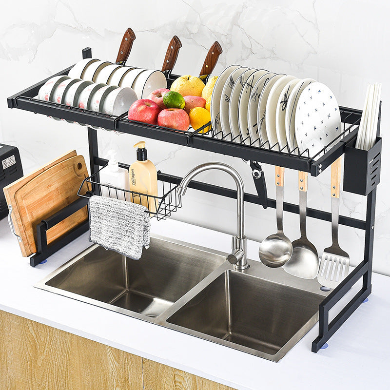 Kitchen Stainless Steel Sink Rack – Drain Basket & Dish Storage Organizer