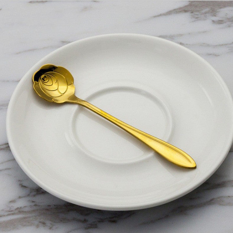 Stainless Steel Creative Coffee & Dessert Spoon – Leaf, Rose, and Cherry Blossom Design