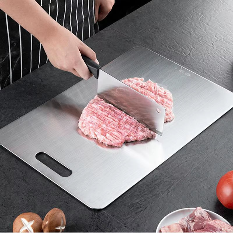 Kitchen Cutting Board Double-Sided Thicken Chopping Board Stainless Steel Food Grade Meat Fruits Vegetables Board
