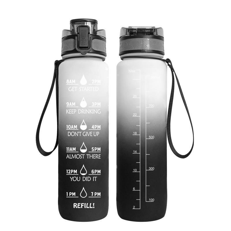 1L Transparent Kawaii Water Bottle – BPA-Free, Plastic, Sports & Infuser Cup