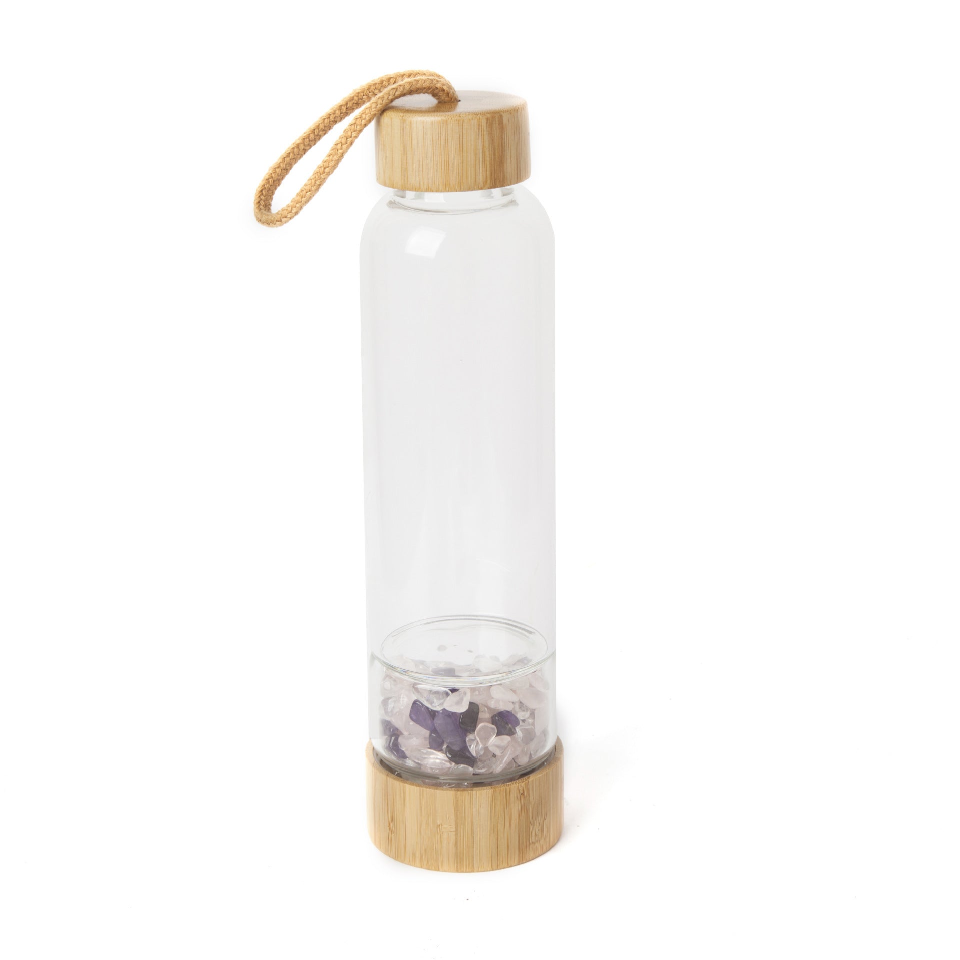 Turquoise Crystal Infused Water Bottle with Bamboo Accents
