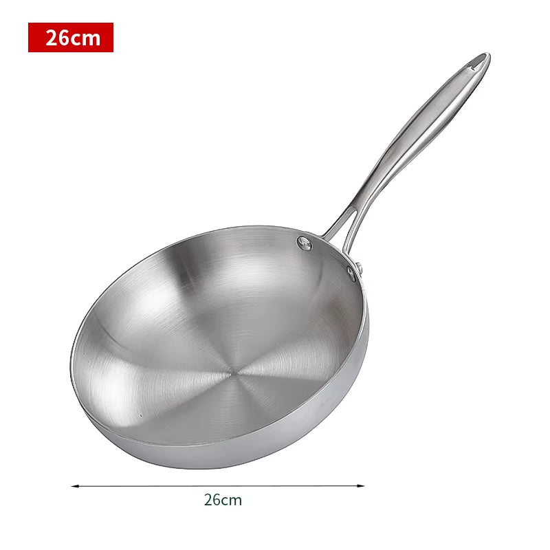 304 Stainless Steel Frying Pan Nonstick Kitchen Cookware for Gas Stove and Induction Cooker