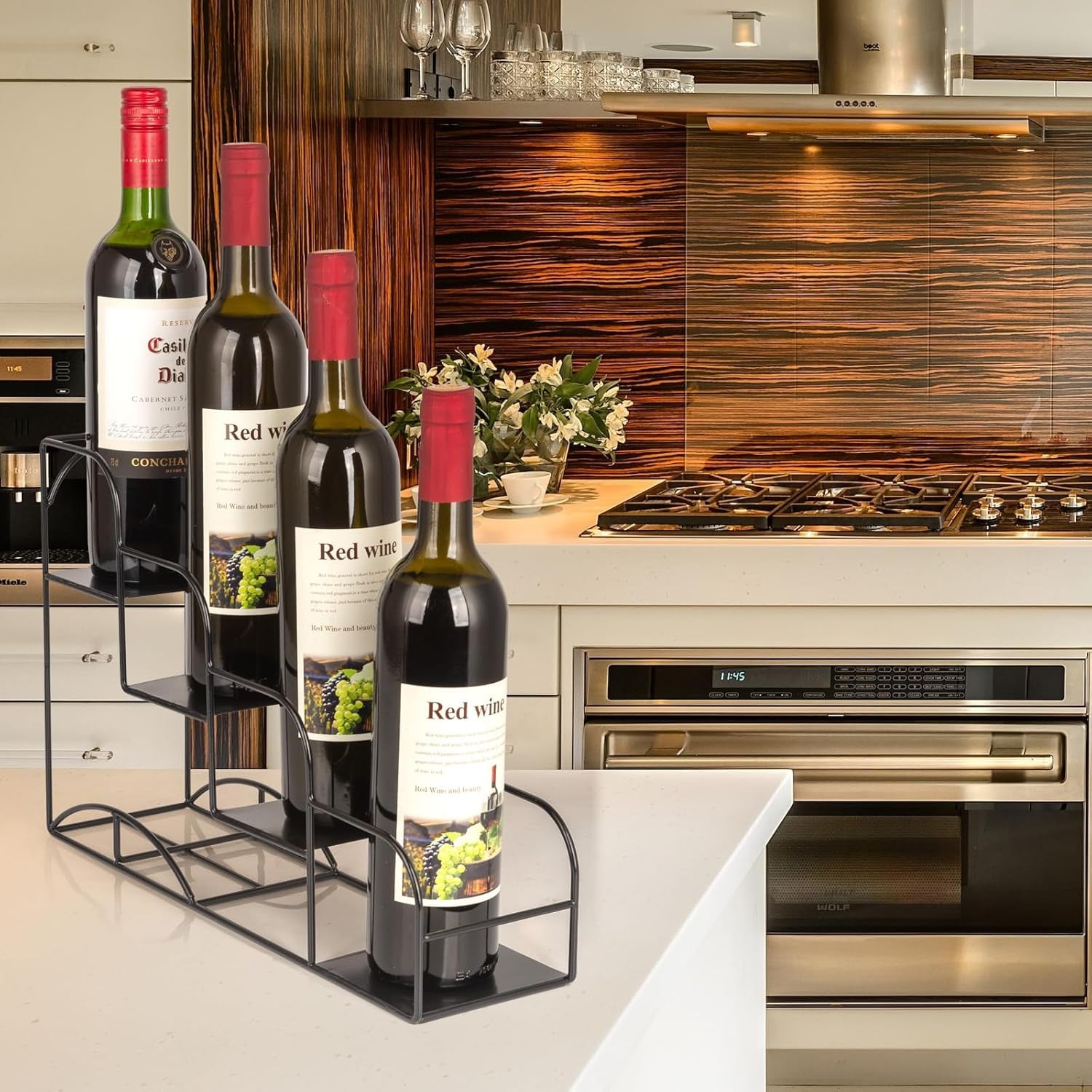 Syrup & Seasoning Rack for Coffee and Kitchen, Iron 4 Compartment Organizer