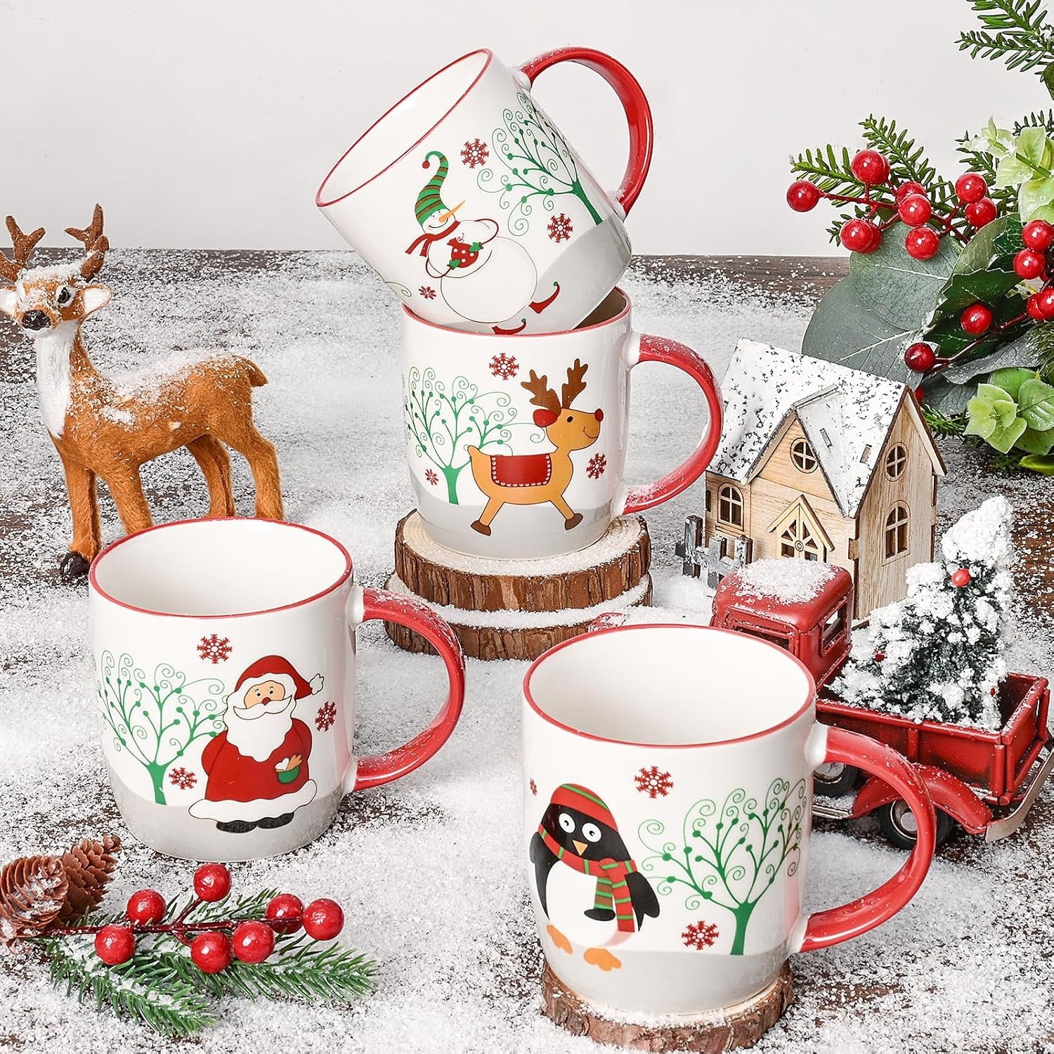 11 Fl Oz White Ceramic Mugs Christmas Gifts