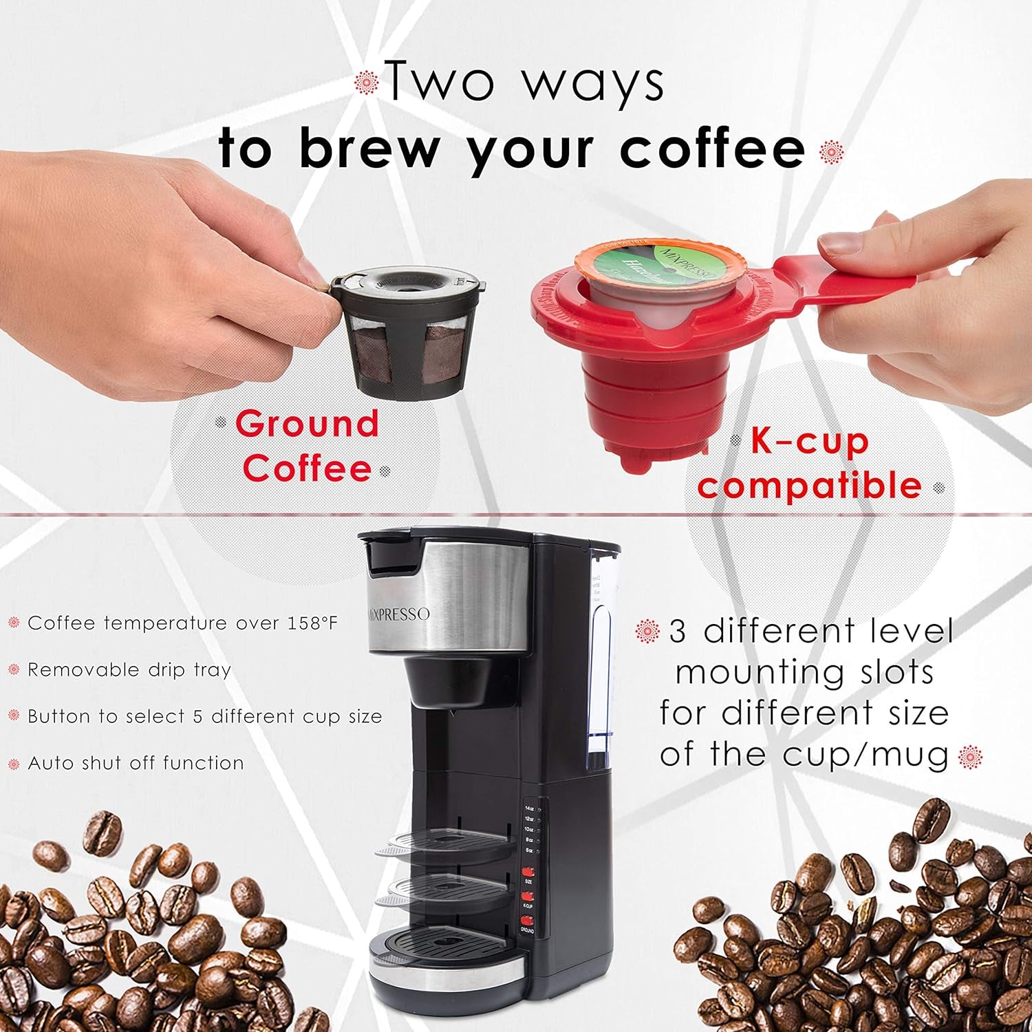 Coffee Maker – K-Cup & Ground Coffee Compatible
