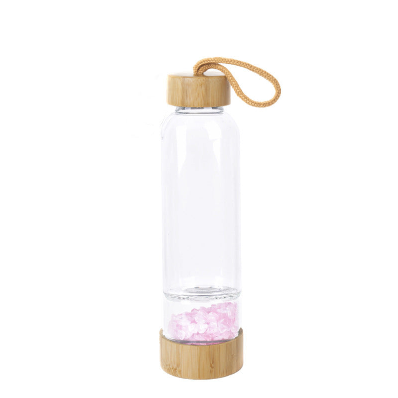 Turquoise Crystal Infused Water Bottle with Bamboo Accents