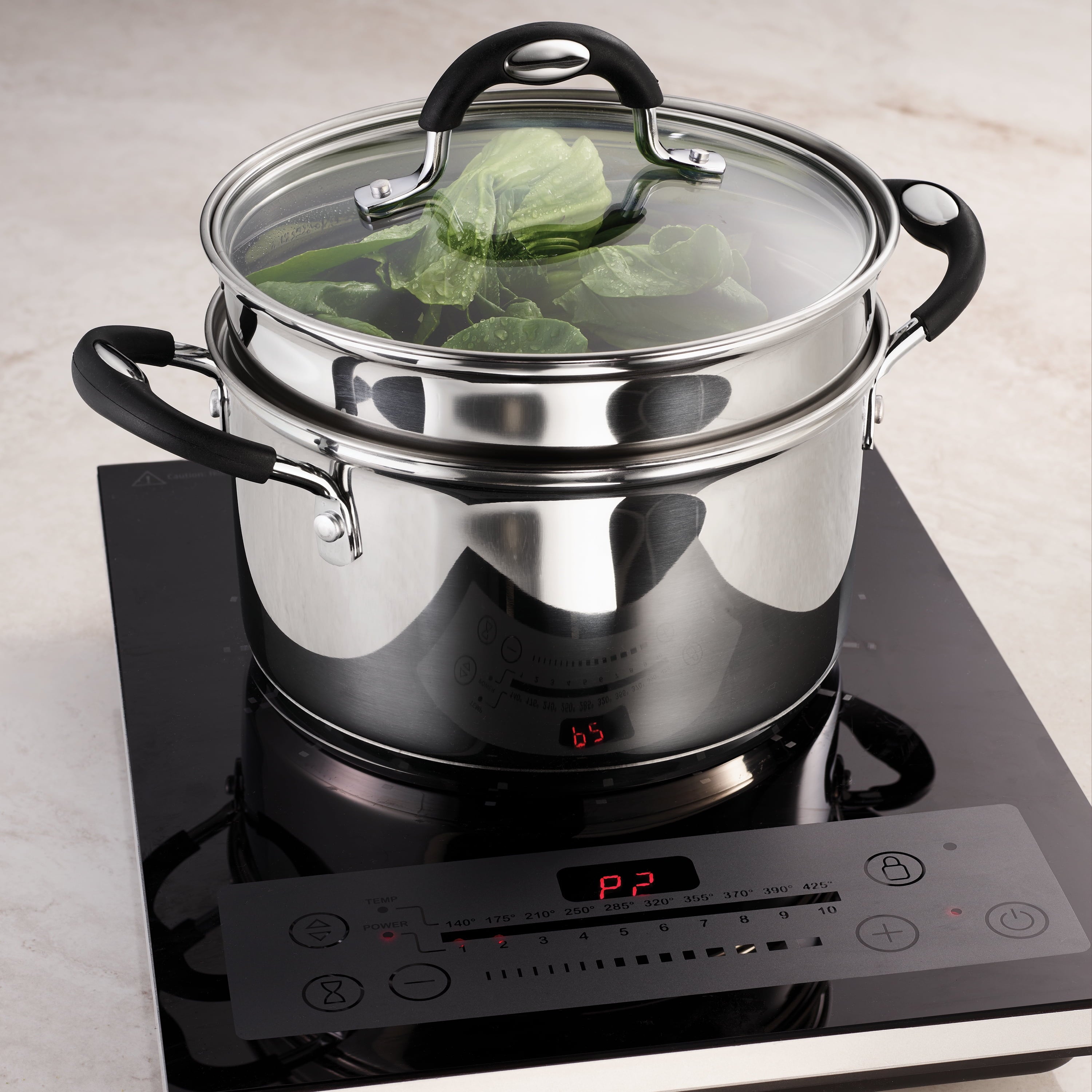 Stainless Steel 3 Quart Steamer & Double-Boiler, 4 Piece