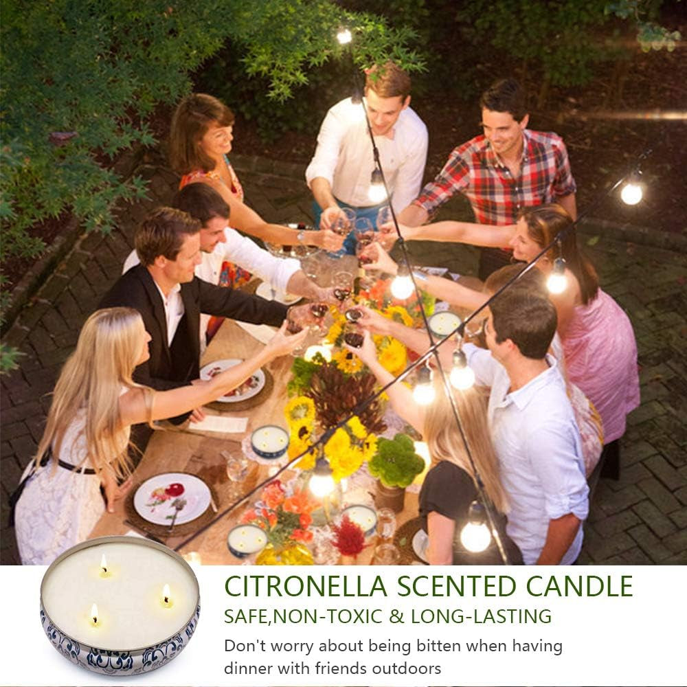 13.5Oz 3-Wick Soy Wax Large Citronella Candles Outdoor and Indoor