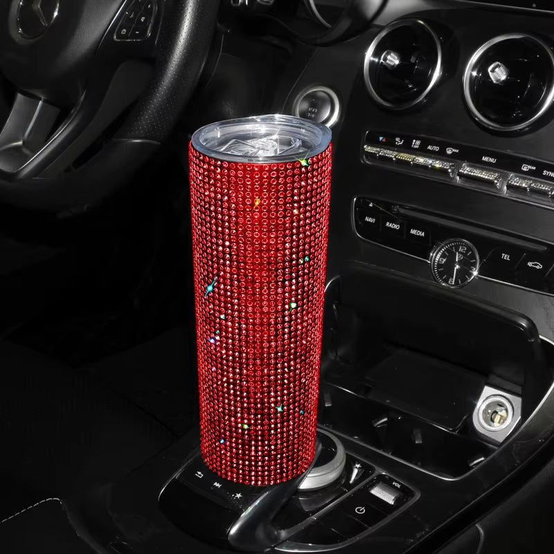 20 oz. Sparkling Diamond Stainless Steel Tumbler Cup with Lid and Straw