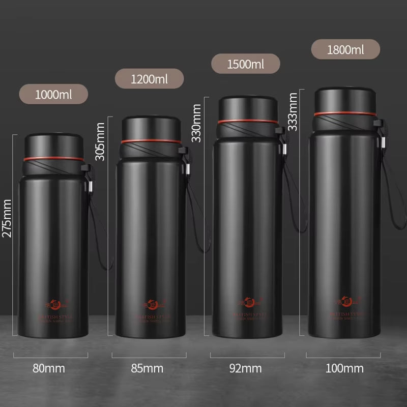 1800ML Large Capacity Thermos Bottle Stainless Steel Smart Temperature Display