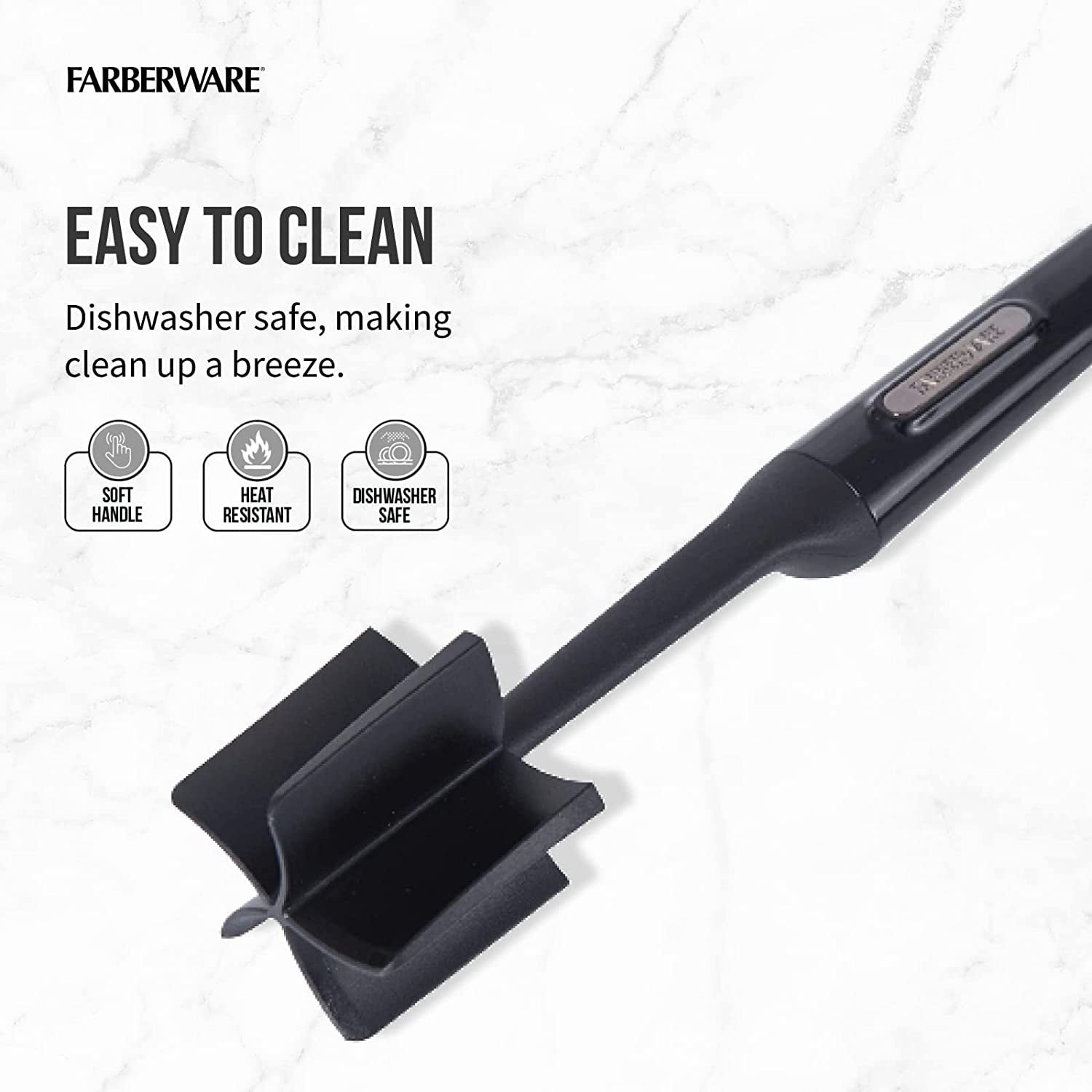 Nylon Meat and Potato Masher – 5-Blade Ground Meat Chopper, Heat-Resistant to 450°F, Safe for Nonstick Cookware, Ergonomic Handle, 10-Inch, Dishwasher-Safe, Black