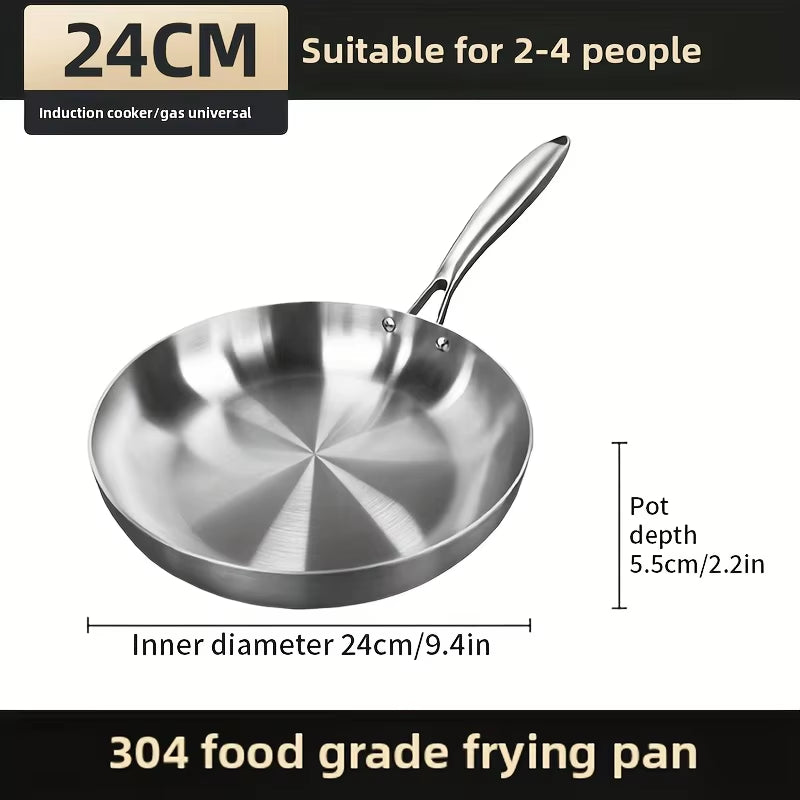 5-Ply Stainless Steel Frying Pan, Skillet Grade Pans for Cooking