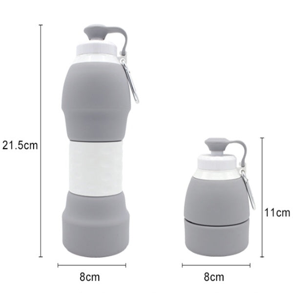 Foldable Silicone Water Bottle with Carabiner Clip