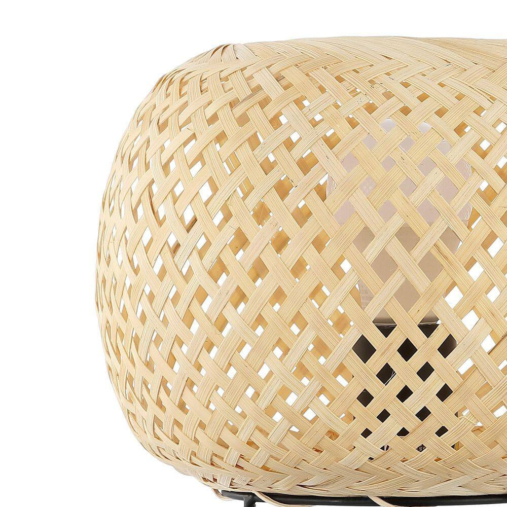 10 .75 In. Light Brown/Black Bohemian Rustic Iron/Rattan with Smart Bulb