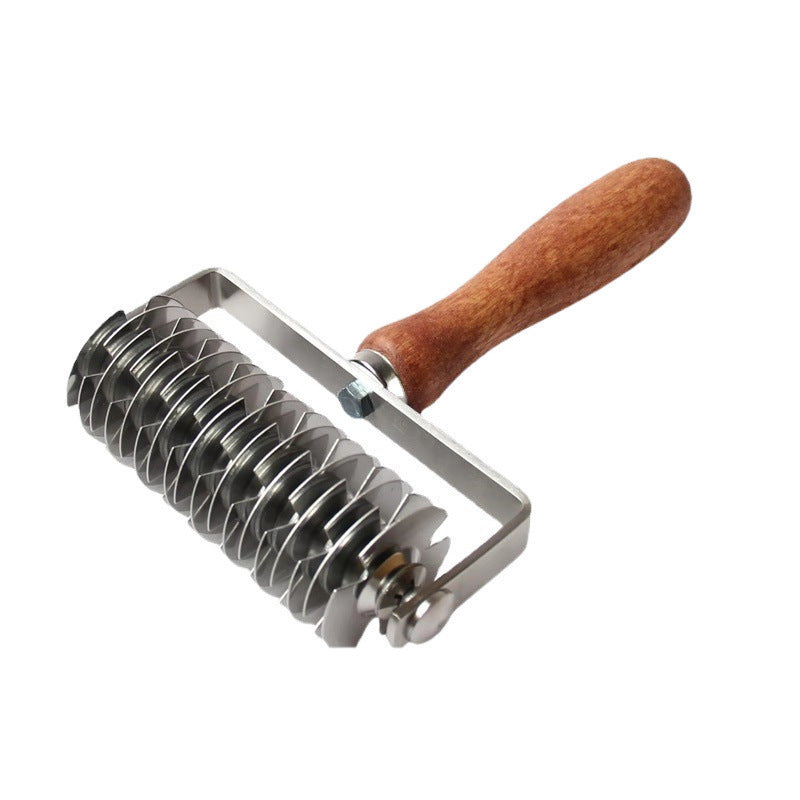Stainless Steel Wooden Handle Wheel Knife Needle Roller Baking Cutter