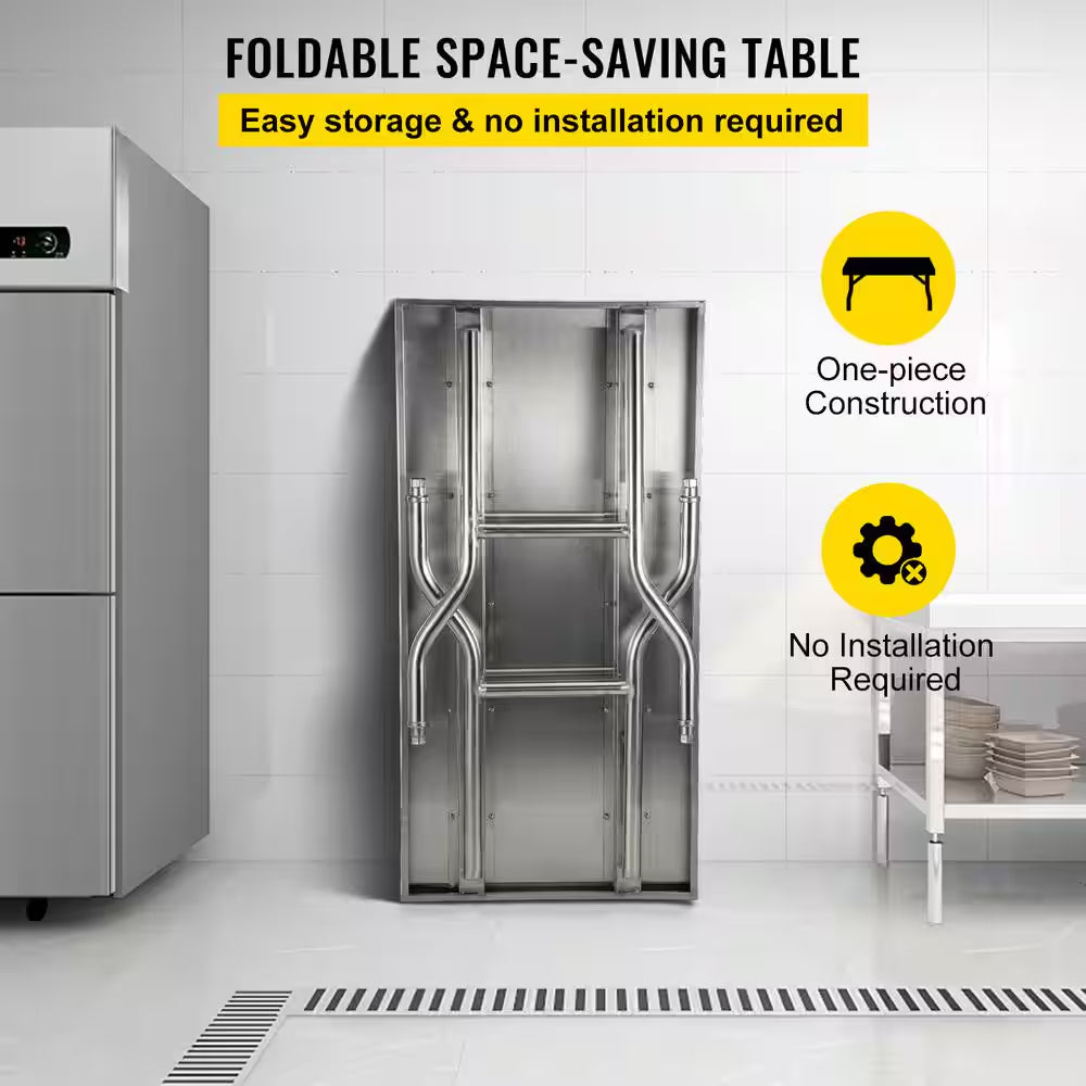 Commercial Worktable Workstation 48 X 24 In. Double-Shelf Stainless Steel Kitchen Utility Table