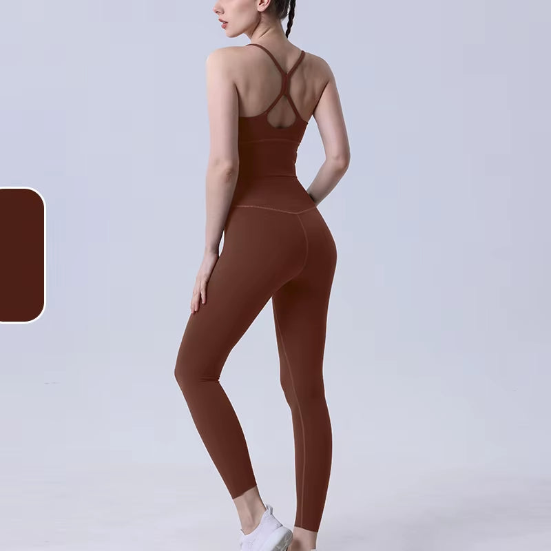 2 Piece Yoga Clothes Women'S Tracksuit Athletic Wear Pilates Fitness Suit Gym Workout Push up Clothes Sports Bra Leggings Suit