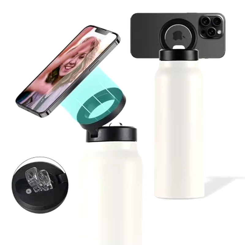 Insulated Stainless Steel Water Bottle with Magnetic Phone Tripod