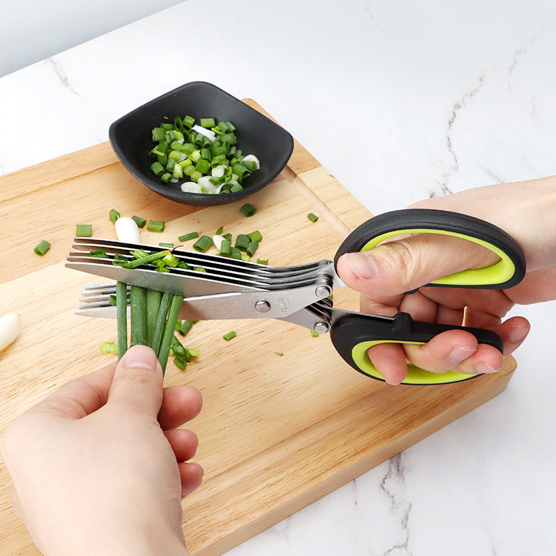 Stainless Steel Five-Layer Green Onion & Herb Scissors