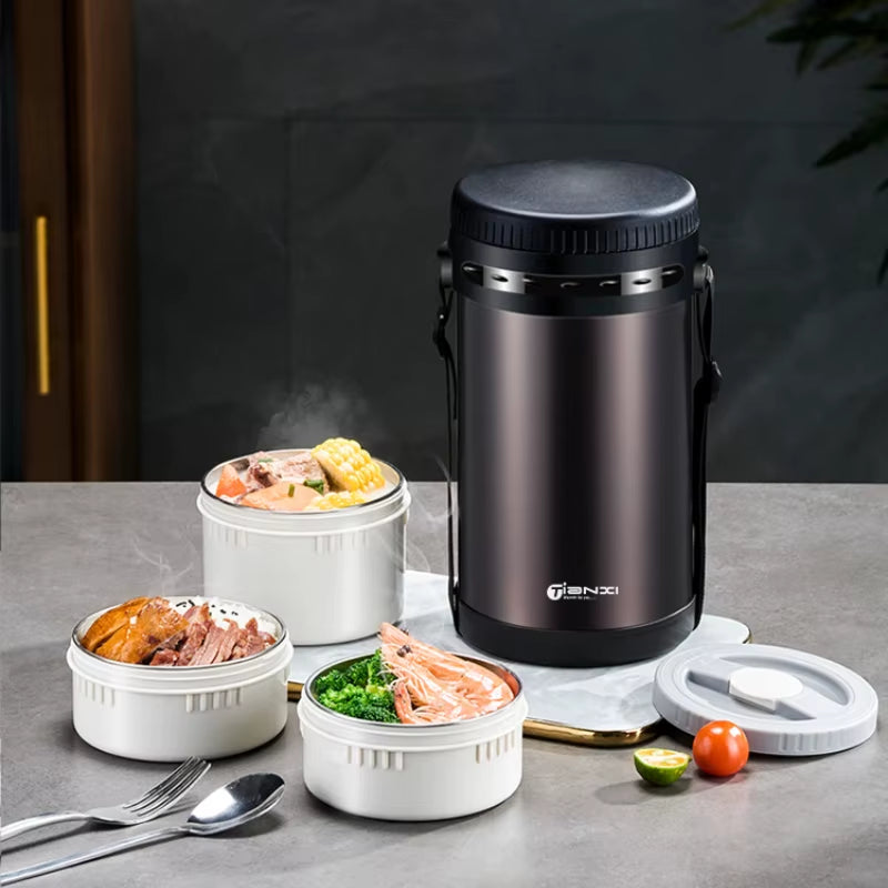 Portable Thermal Lunch Box Stainless Steel Heat Preservation Bento Box Food Container with Lunch Bags