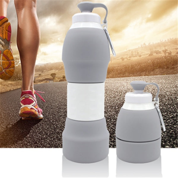 Foldable Silicone Water Bottle with Carabiner Clip
