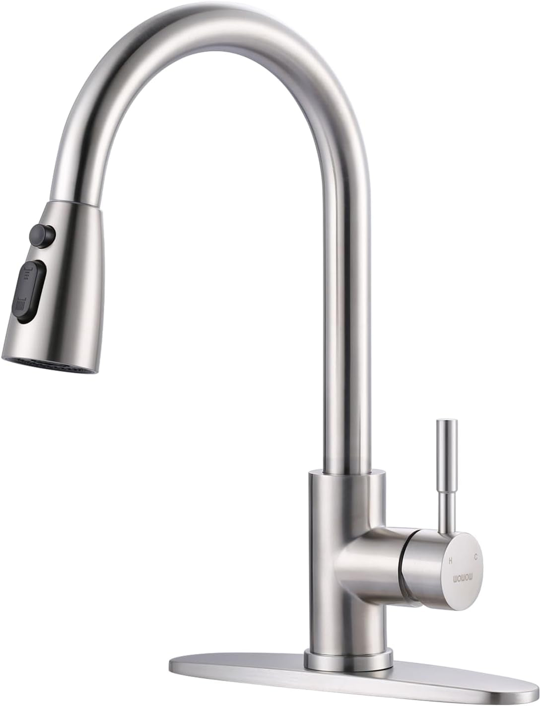Brushed Nickel Kitchen Faucet with Pull-Down Sprayer